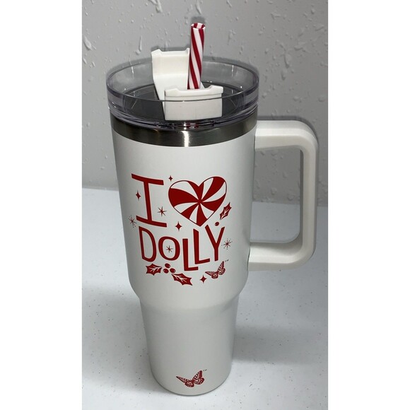 Other - I Heart Dolly Christmas Tumbler 2025 DG 40oz White Peppermint Straw New